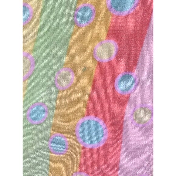 VTG Silk Blouse top Mel & Lisa Sz S Oversized multicolor stripes polka dot Flaw - Picture 8 of 9